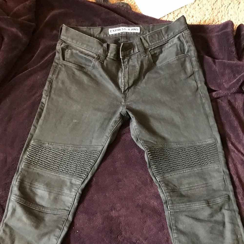 Express Mens Black Slim Fit 30/30 Motorcycle Jeans